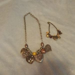 Brass toned necklace and bracelet